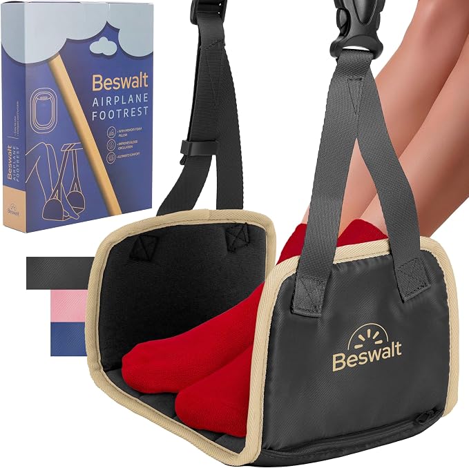 Portable Airplane Foot Hammock for Plane Travel by Beswalt