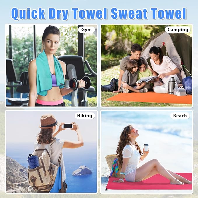 Sfee 2 Pack Microfiber Travel Towel, Quick Dry Camping Towel Large Beach Towel - Image 6