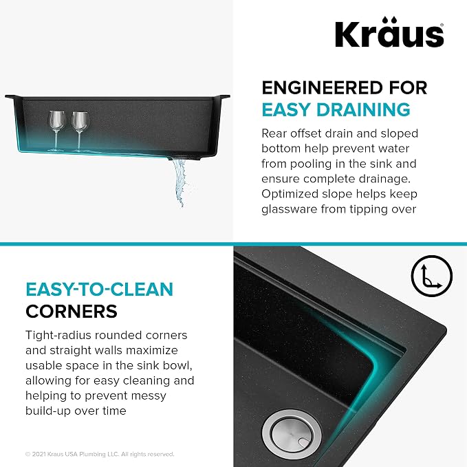 KRAUS Bellucci Workstation 33" Single Bowl Granite Kitchen Sink in Metallic - Image 10