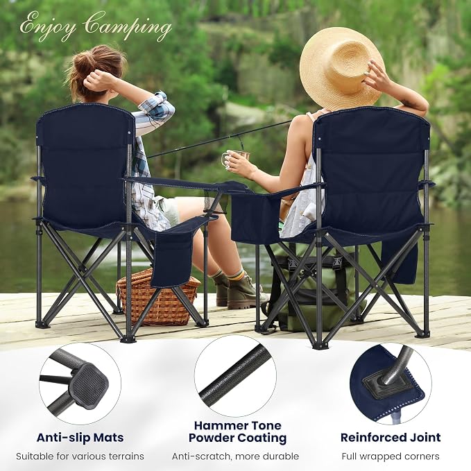 HIGH POINT SPORTS Oversized Camping Folding Chair, Heavy Duty Portable Outdoor - Image 3