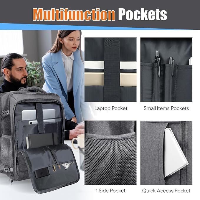 55L Travel Backpack, Carry On Backpack, Expandable 50L - 60L Anti-Theft TSA - Image 4