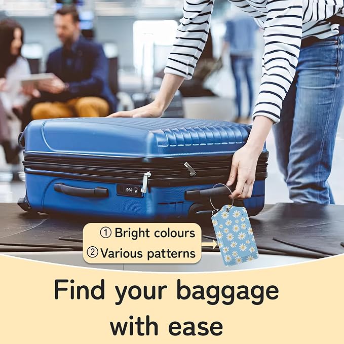 3 PCS Vintage Groovy Flowers Luggage Tags, Suitcase Tags Privacy Cover ID Label - Image 6
