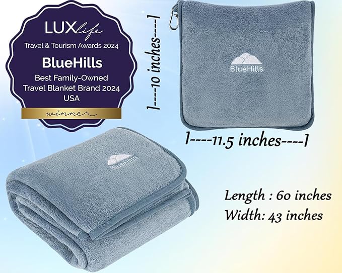 BlueHills Premium Soft Plush Travel Blanket Pillow - Image 3