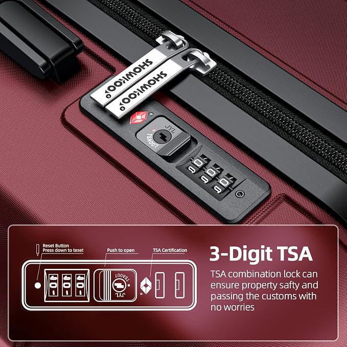 SHOWKOO Luggage Sets Expandable PC+ABS Durable Suitcase Double Wheels TSA Lock - Image 7