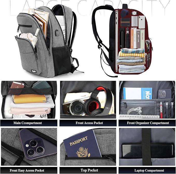 Backpack for Women Men, School Backpack for Boys Girls Teens, Work Computer - Image 2