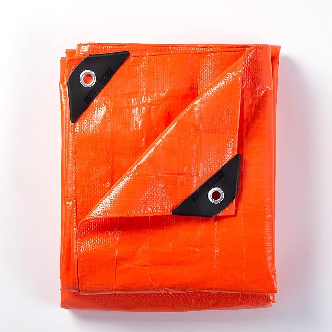 GUARD SHIELD Orange Tarp 8x8 Feet Tarps High Visibility Outdoor Poly Cover by GUARDSHIELD