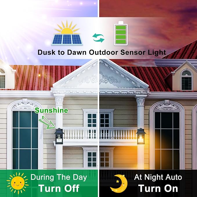 2 Pack Solar Wall Lantern Lights Outdoor Dusk to Dawn Motion Sensor Waterproof - Image 3