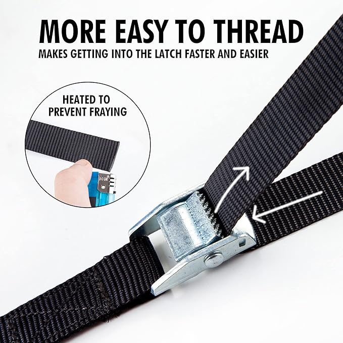 Cartman 1" x 12' Lashing Straps Cargo Tie-Down Strap Up to 600lbs, 16pk in - Image 3