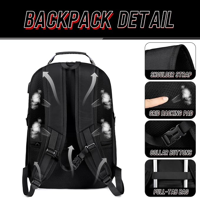 Z-MGKISS 18.4 Large Travel Backpack, USB Computer Bagpack Fits 18.4 Inch Laptop - Image 2