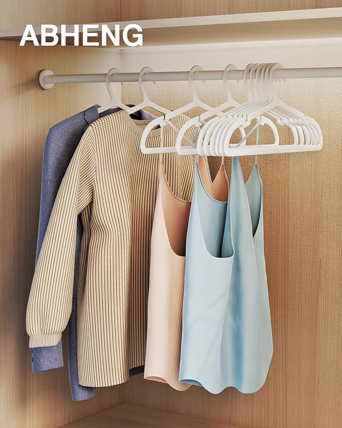 50 Pack Clothes Hangers, Non Slip Plastic Coat Hangers, Space Saving Hangers - Image 2
