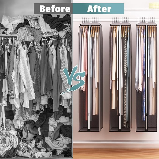 10" Gusseted Garment Bags for Hanging Clothes 60" Suit Bags for Open Closet - Image 8