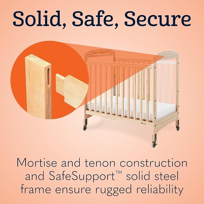 Foundations Serenity Compact Clearview Daycare Crib, Fixed Side, Durable Wood - Image 4
