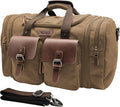 Wildroad 50L Travel Duffel Bag, Expandable Canvas Genuine Leather Duffle Bag by WILDROAD