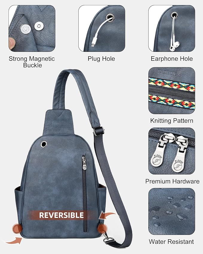 FADEON Large Sling Bag for Women, Leather Crossbody Purse Designer Anti Theft - Image 7