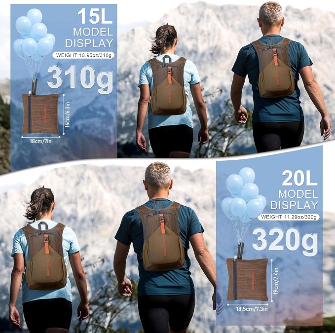20L Small Hiking Backpack for Men Women Foldable Packable Back Pack Ultralight - Image 4