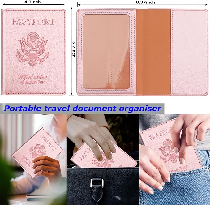 Rose Gold & Gray Passport Holder - Image 2