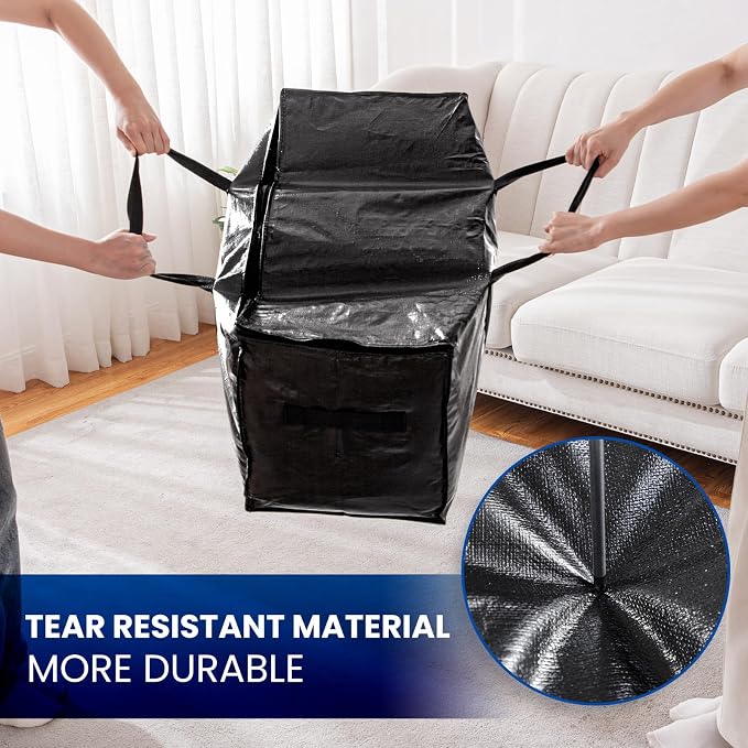 TAILI Extra Large Moving Bags, 12 Pack Black Heavy Duty Totes - Image 6