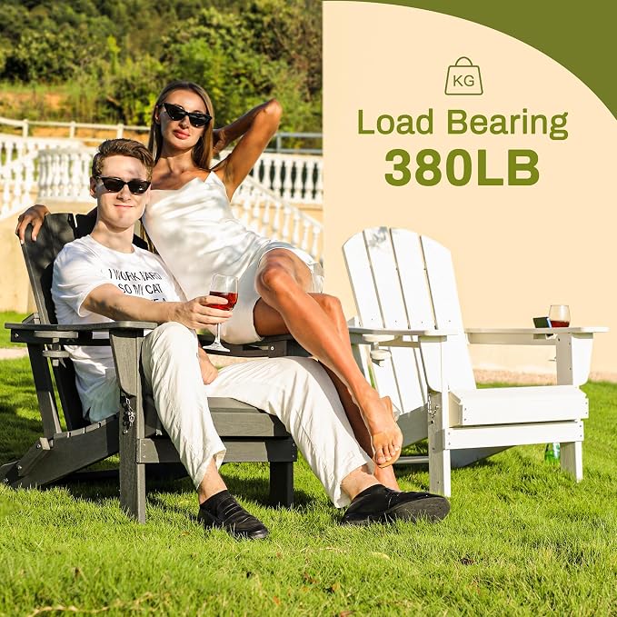 SERWALL Foldable Adirondack Chair Set of 2, HDPE Adirondack Chair - Image 6