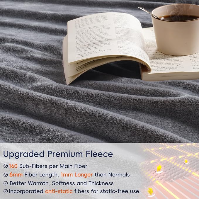 PHF Ultra Soft Fleece Blanket King Size, No Shed No Pilling Luxury Plush Cozy - Image 4