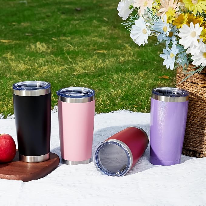 MEWAY 20oz Tumbler 4 Pack Double Wall Vacuum Insulated Travel Glitter Mug Bulk - Image 8