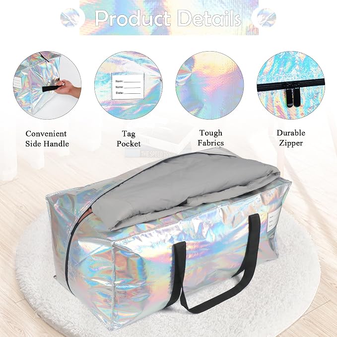 4 Pack Heavy Duty Moving Bags Extra Large Waterproof Foldable Clothing Storage - Image 4