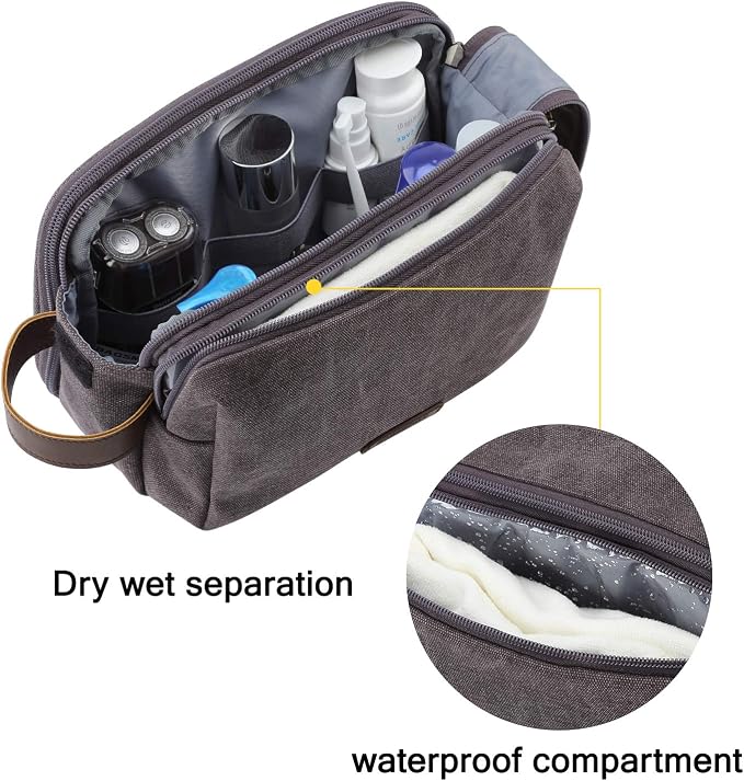 BAGSMART Toiletry Bag for Men, Canvas Travel Toiletry Organizer Dopp Kit - Image 3