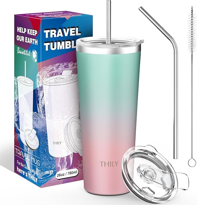 THILY Stainless Steel Vacuum Insulated Tumbler Travel Mug 26 oz Coffee Cup - Image 6