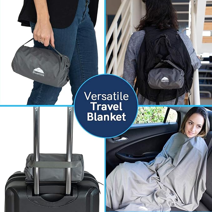 BlueHills Ultra Compact Travel Blanket Pillow in Portable Bag Case Soft 70 X 56 - Image 9