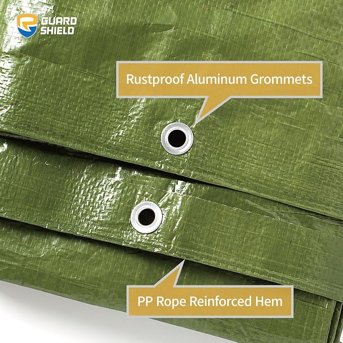 GUARD SHIELD Tarp Green 12x16 Feet Multi Purpose Waterproof Poly Tarp Cover 5mil - Image 5