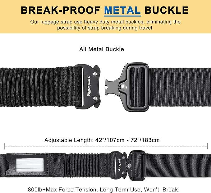 Vigorport Luggage Straps for Suitcases TSA Approved Suitcase Belt, Stretchable - Image 2