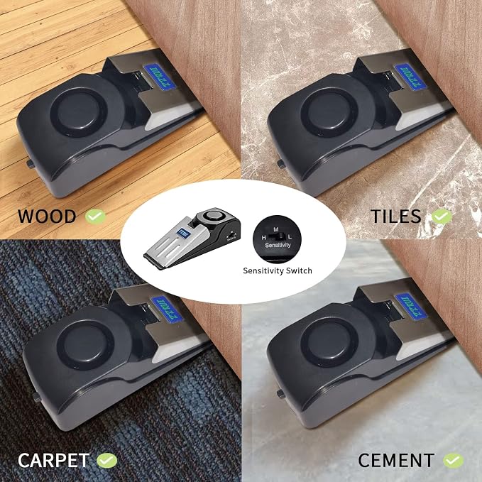 ZZRUI Door Stop Alarm with 120dB Siren, 4 Pack Portable Security Door Stopper - Image 7