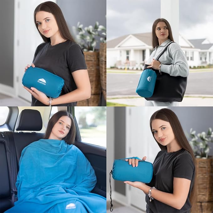 BlueHills Ultra Compact Travel Blanket in Portable Case Premium Soft Large - Image 2