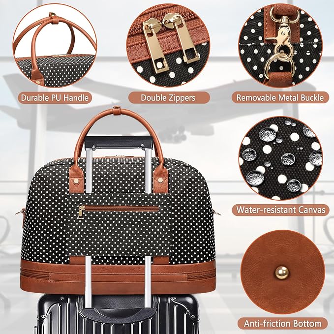 Weekender Bag for Women Canvas Overnight Bag Large Travel Tote Bag Carry on - Image 5