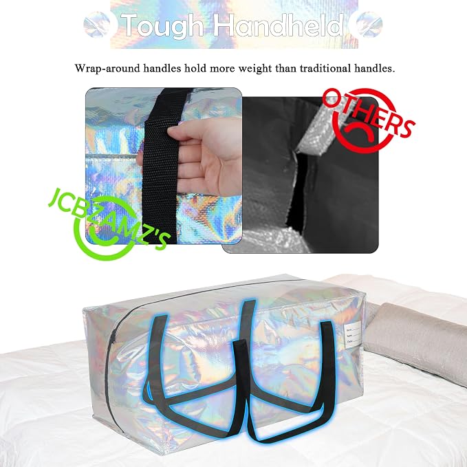 2 Pack Heavy Duty Moving Bags Extra Large Waterproof Foldable Clothing Storage - Image 5
