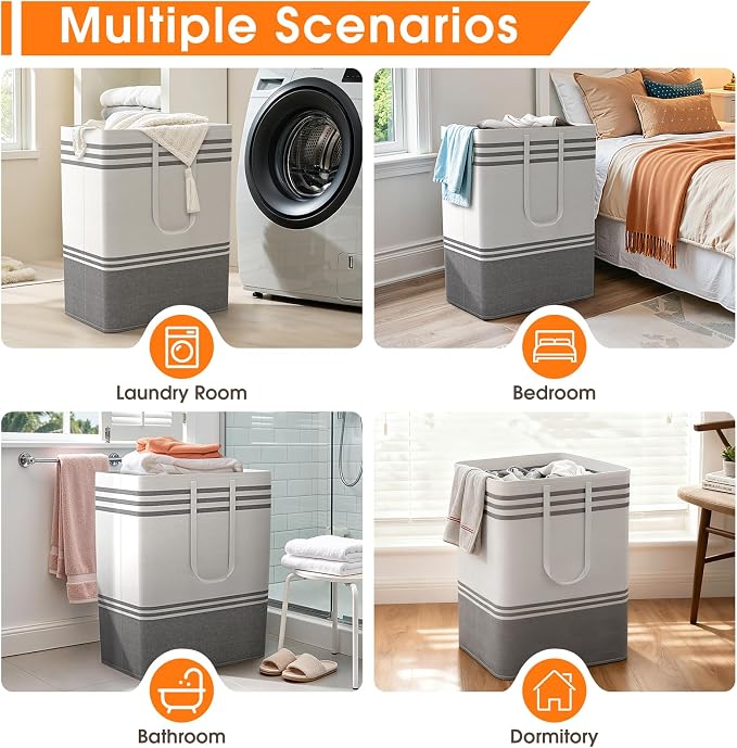 2 Pack Large Home Laundry Basket, Laundry Hamper, Freestanding Waterproof Dirty - Image 7