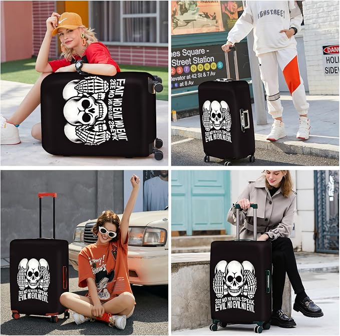 ANNA QUEEN Gothic Skull Luggage Cover, “See No Evil, Hear No Evil, Speak No - Image 6