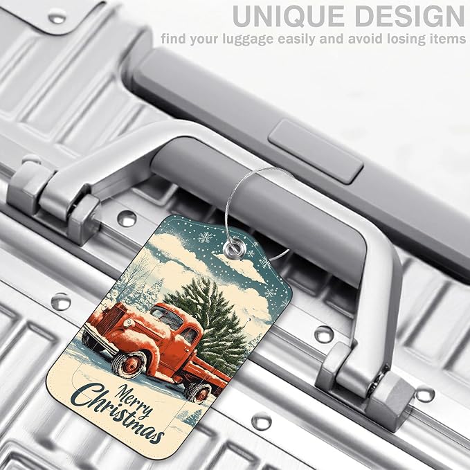 Vintage Red Truck wtih Christmas Tree Set of 2 Luggage Tags - Image 5
