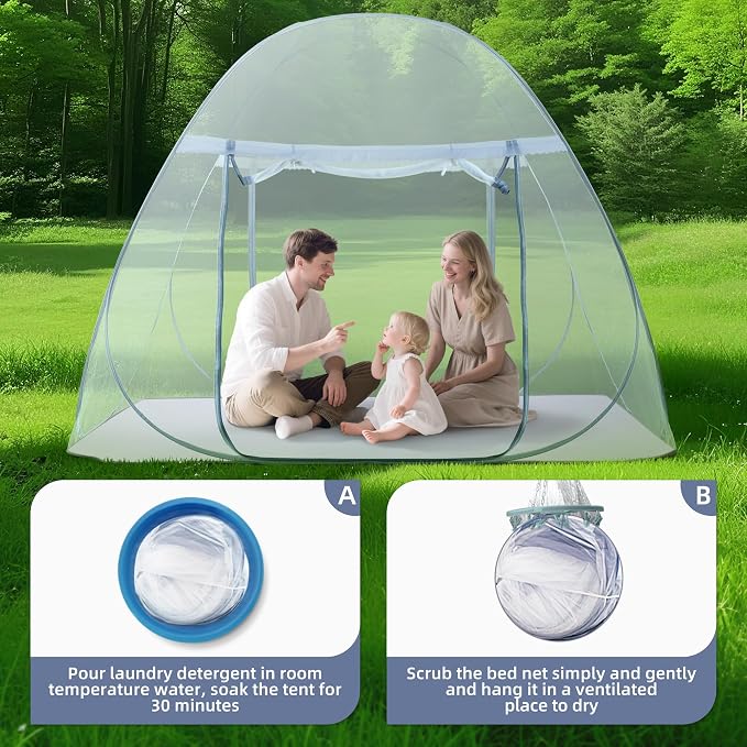 Pop-Up Mosquito Net Tent for Bed, Portable Folding Design Outdoor Camping Bed - Image 8