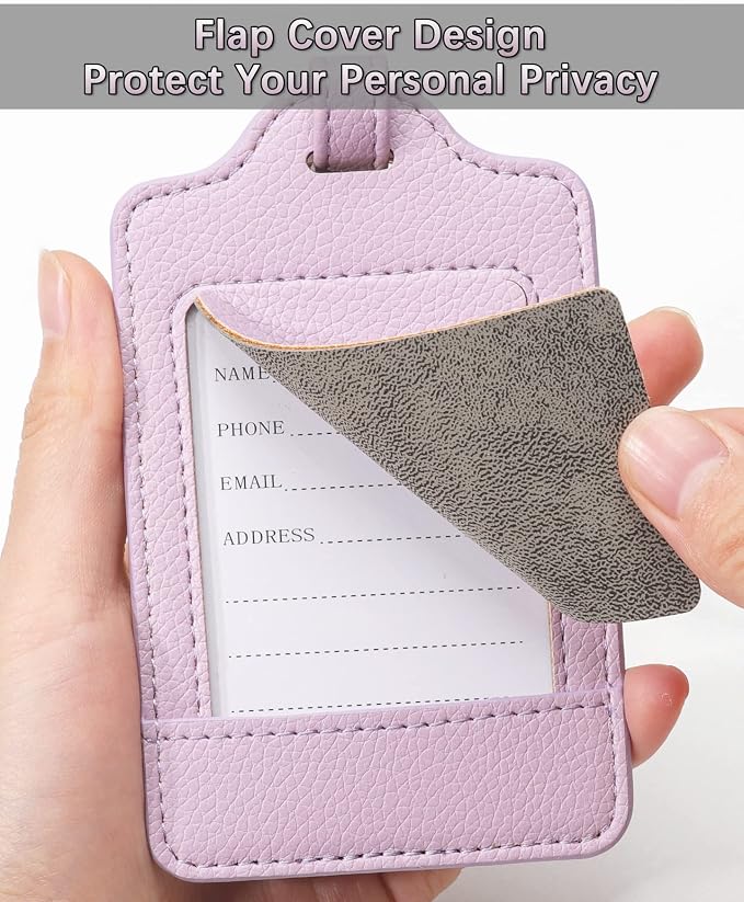 Teskyer Luggage Tags, 3 Pack Premium PU Leather Luggage Tags - Image 3