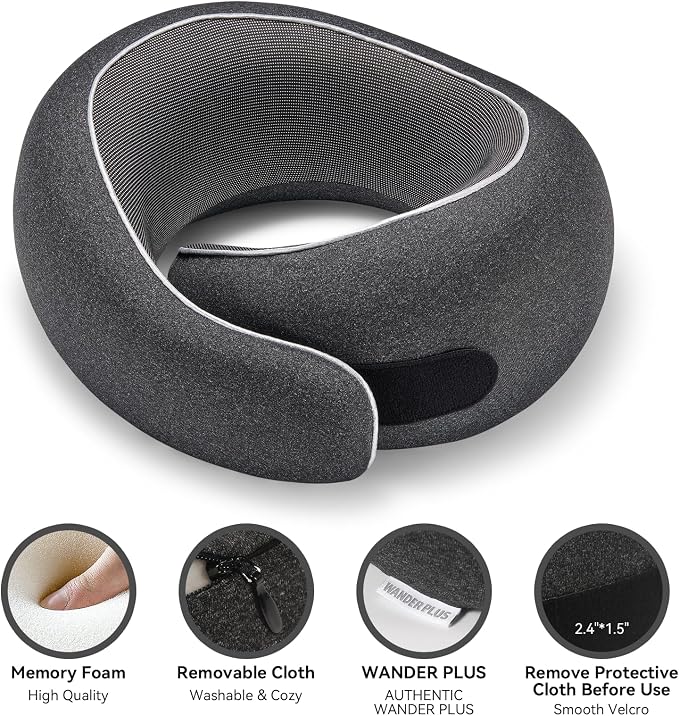 WANDER PLUS® Genuine Travel Pillow, 100% Pure Memory Foam Neck Pillow - Image 3