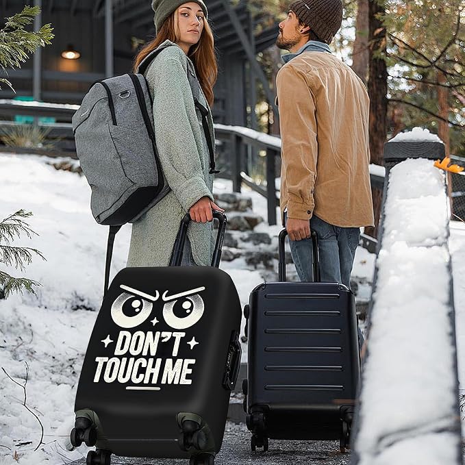 ANNA QUEEN Funny “Don’t Touch Me” Luggage Cover, Bold Black Suitcase Protector - Image 2