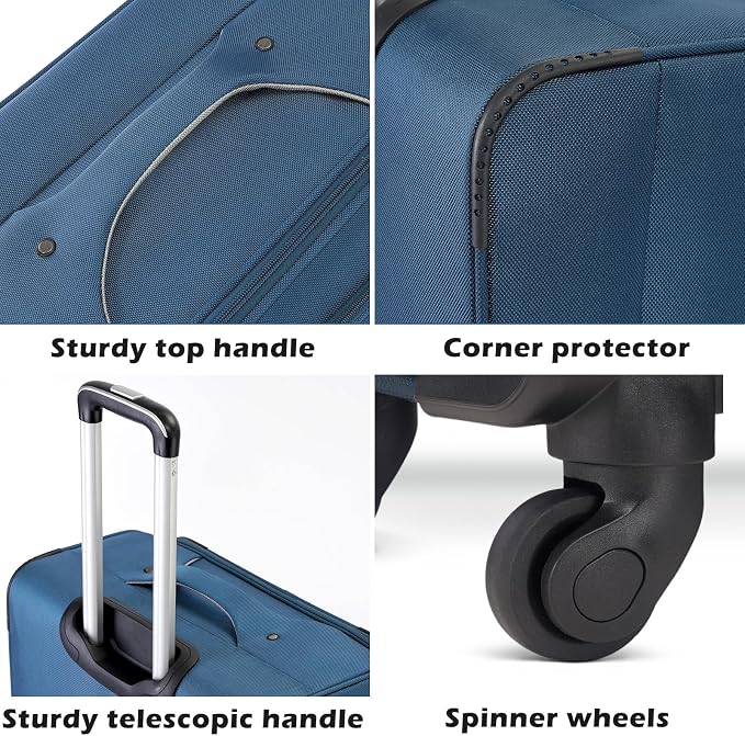 Coolife Luggage 4 Piece Set Suitcase Spinner TSA Lock Softshell lightweight - Image 4