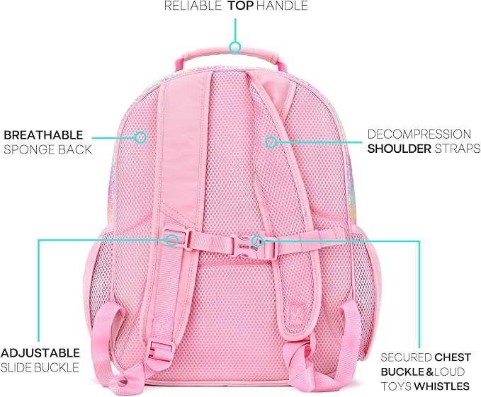 mibasies Girls Backpack 5-8: Glitter Kids Backpacks - Image 3