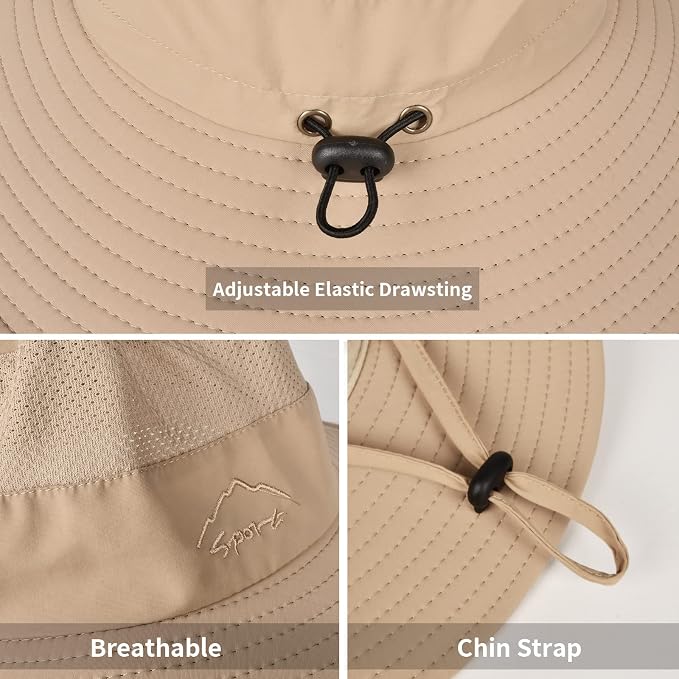 Sun Hats for Men Women Fishing Hat UPF 50+ Breathable Wide Brim Summer UV - Image 2