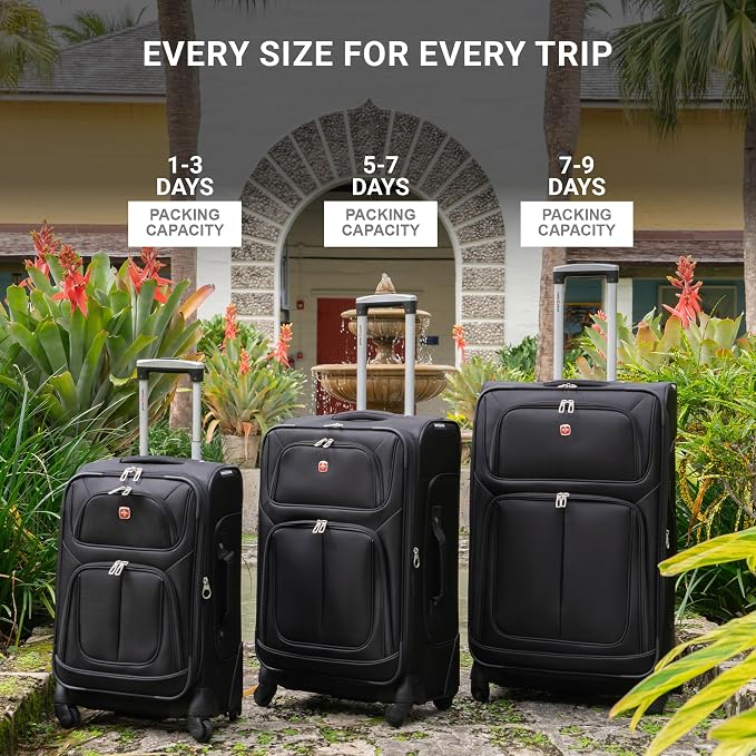 SwissGear Sion Softside Expandable Luggage, Dark Grey, 3-Piece Set - Image 6