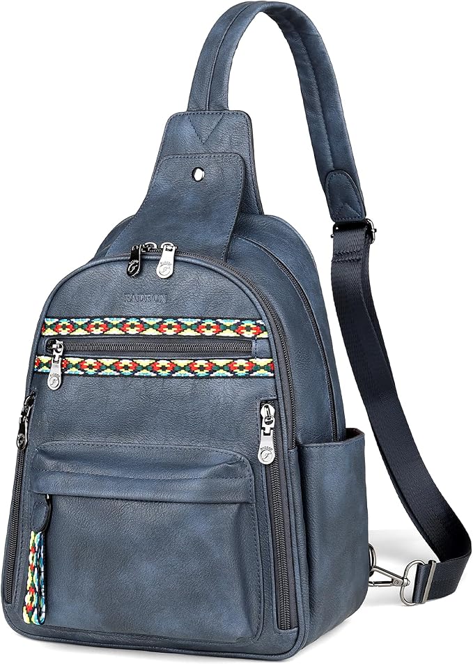 FADEON Large Sling Bag for Women, Leather Crossbody Purse Designer Anti Theft - Image 9
