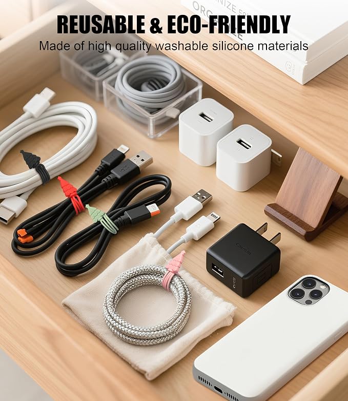 Nearockle Silicone Cable Ties Cord Organizer, Travel Essentials - Image 6