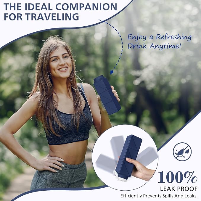 610ml Collapsible Water Bottles Upgrade Foldable Water Bottle BPA Free Reusable - Image 4