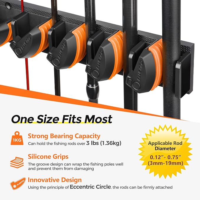 PLUSINNO V9 Vertical Fishing Rod Holders, Wall Mounted Fishing Pole Holders - Image 3