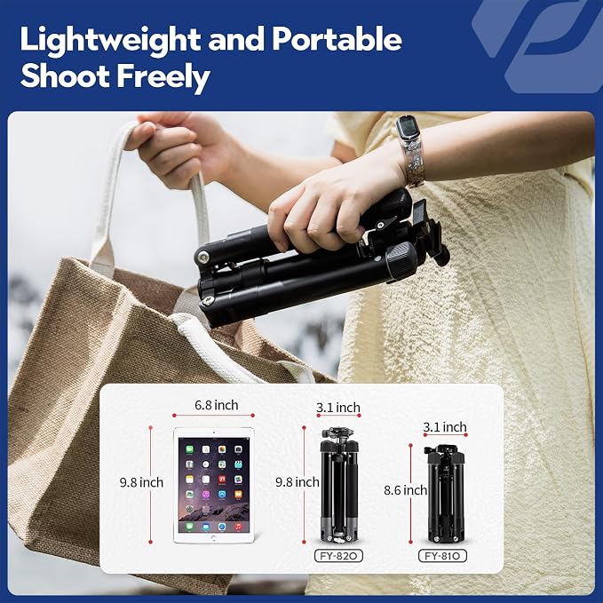 Fotopro Mini Tripod, Camera Phone Tripod Max Load up to 8.8 lbs, Free-1 Grey - Image 2